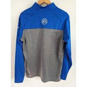 Nike EA Sports 1/4 Zip Dri Fit Long Sleeve Blue Grey Men's Size Medium Pullover